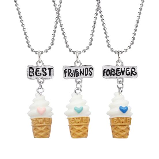 

3шт/набор лучших друзей BFF смолы мороженое кулон цепочка из бисера ожерелье ювелирные изделия