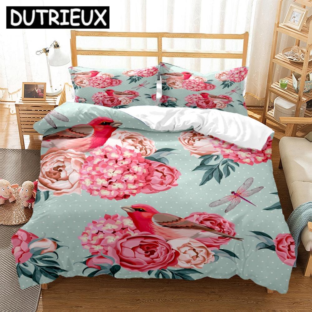 Rose Flower Art Print Three Piece Bedding Set Fashion Article Children Or Adults For Beds Quilt Covers Pillowcases Bedding Set