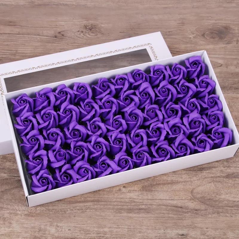 50pcs Two Layer Soap Flower Rose Big Flower Head Thickened Packaging Bouquet Material Simulation Flower Valentine's Day Gift Box