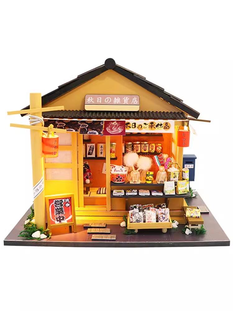 Diy Dollhouse Sushi Restaurant Wooden Doll House Kit Making And Assembling Room Models Toys For Kid Birthday Gifts Smart puzzle
