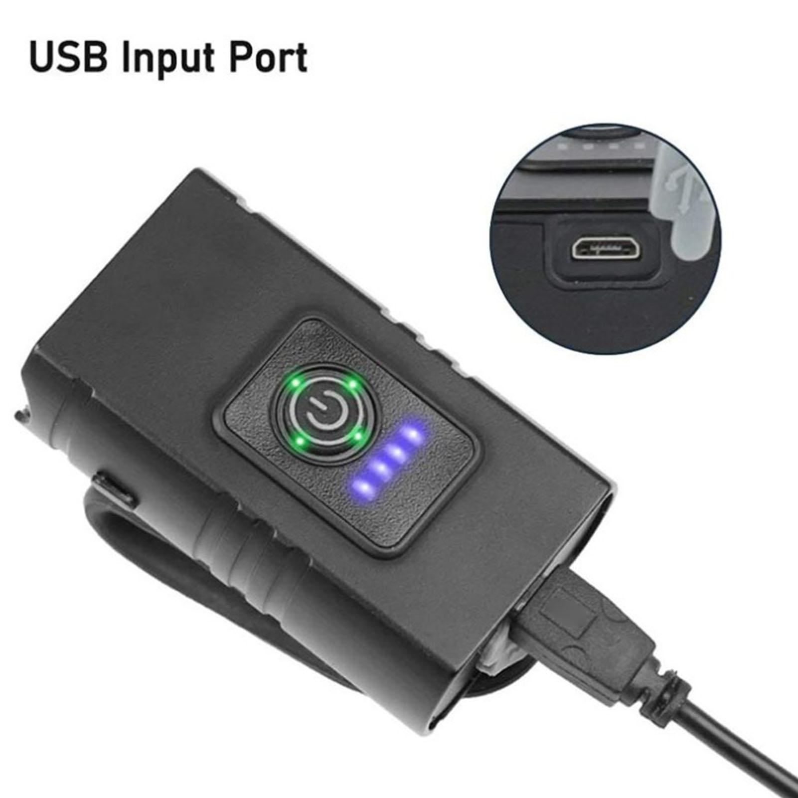 USB Rechargeable Bike Light Set with Power Display 6 Lighting Modes Waterproof Bike Headlight Taillight for Cycling Black