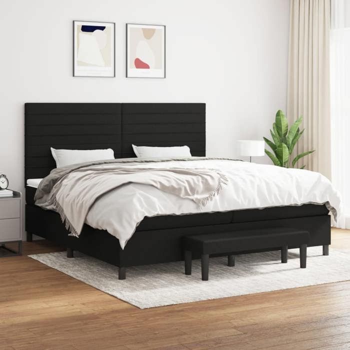 Maison Exclusive - Sommier à lattes de lit avec matelas Noir 200x200 cm Tissu