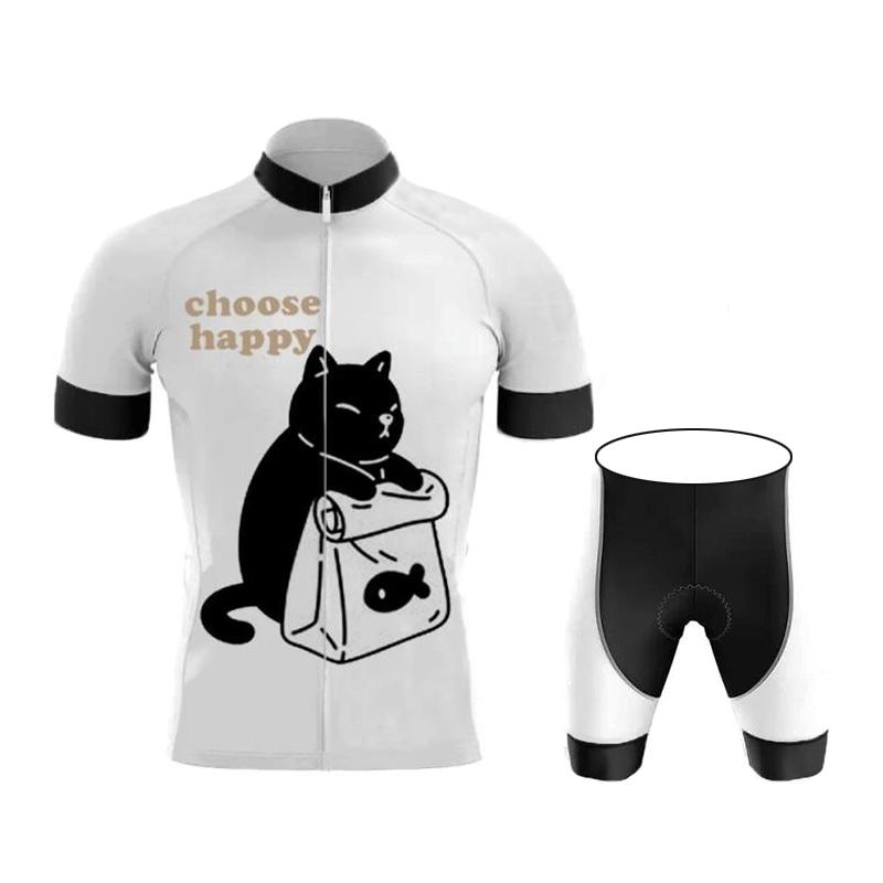 Cartoon Cat Style Cycling Jersey Set 2026 Summer Women's Short Sleeve Road Bicycle Cycling Clothing Quick-dry Outdoor MTB Bike Racing Wear
