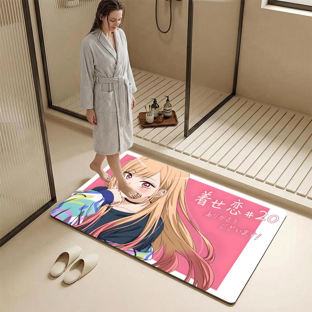 Anime M-My Dress-Up D-Darling Floor Mat Diatomite Bath Mat – Highly Absorbent, Non-Slip, Quick-Drying Bathroom Rug