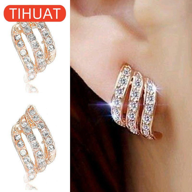 Glass Flower Drop Earrings for Women Fashion Jewelry Gold Silver Rhinestone Earrings Modern Jewelry Gift