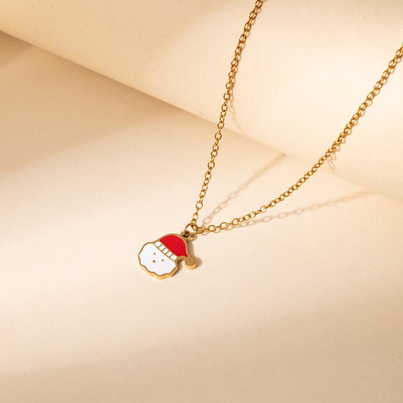 Collier avec Pendentif Renne de Noël à Gouttes d'Huile et Nœud, Boîte Cadeau pour Femme - Bijou Élégant Chaîne de Clavicule Européenne et Américaine.