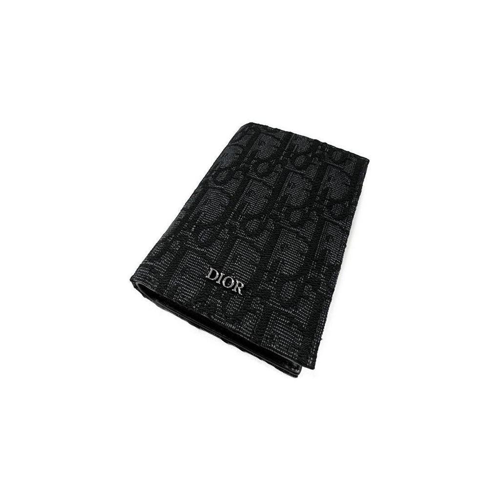 Dior Klassischer Monogramm-Druck Zweifach-Leder-Kartenhalter Herren Kartenhalter Schwarz 2ESCH138YSE-H03E
