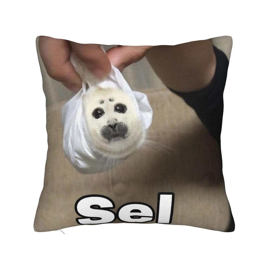 Seal Sea Cute White Pillowcase Polyester Cushion Cover Decoration Pillow Case Cover Home Zippered 40X40cm