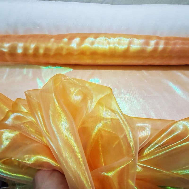 High-Density Iridescent Seven-Color Organza Fabric for Wedding and Stage Costumes