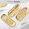3 Pack Gold Trays for Decor, Stainless Steel Decorative Tray, Small Vanity Tray for Bathroom, Elegant Jewelry Tray for Holding Perfume, Keys, Wallet