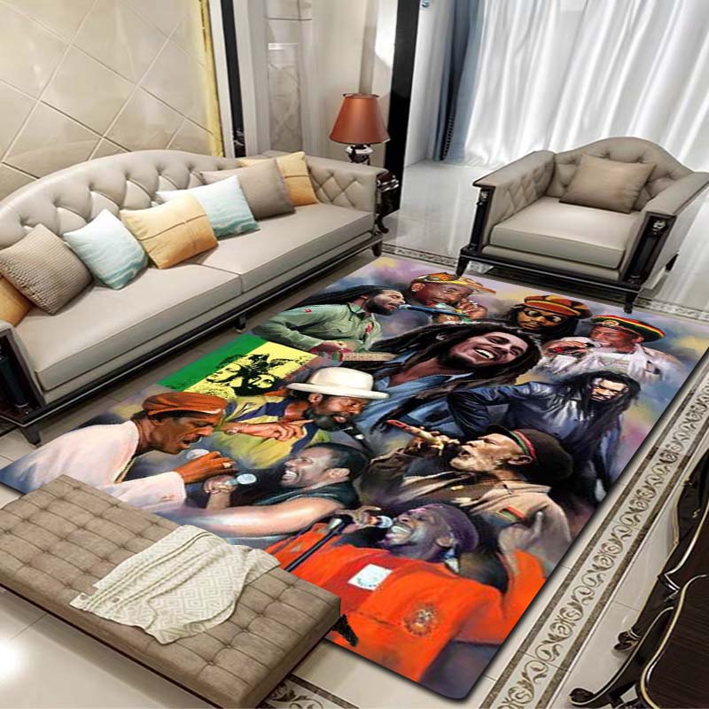 Bob Marley Album Carpet Reggae Music Jamaican Style 3D Flannel Carpet Home Living Room Bedroom Decoration Bathroom Carpet Gift