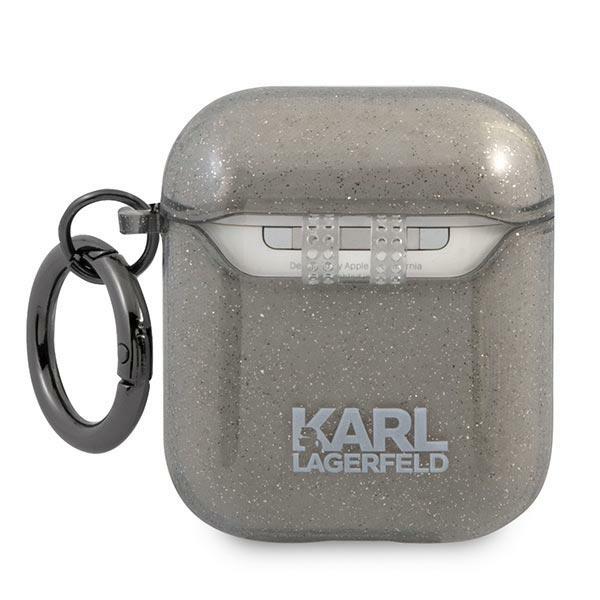 Etui Do AirPods 1 Karl Lagerfeld Glitter Karl's Head Czarne