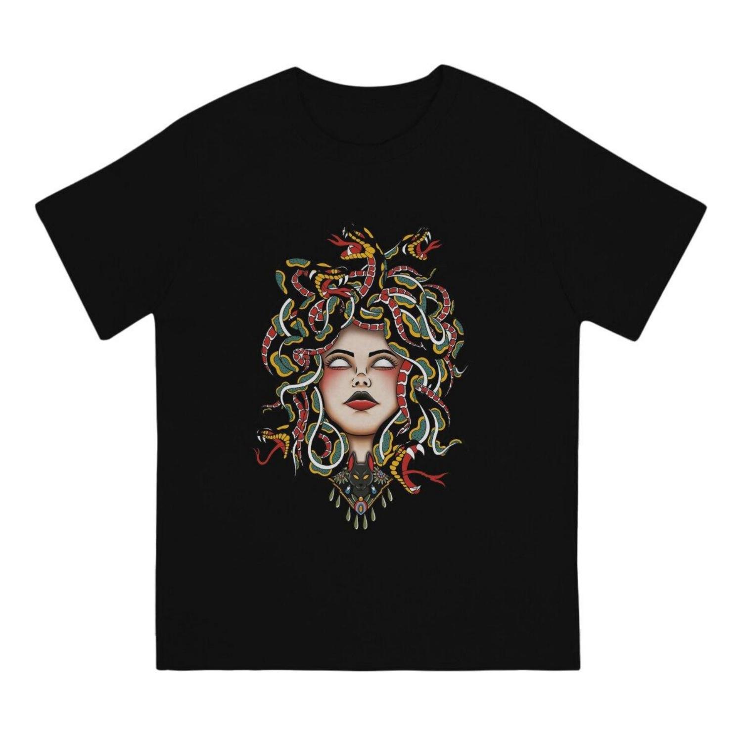 

Medusa Old School Fitted Scoop Men T Shirts Medusa Funny Tees Short Sleeve O Neck T-Shirt Cotton Gift Idea Tops XXXXXL чорний