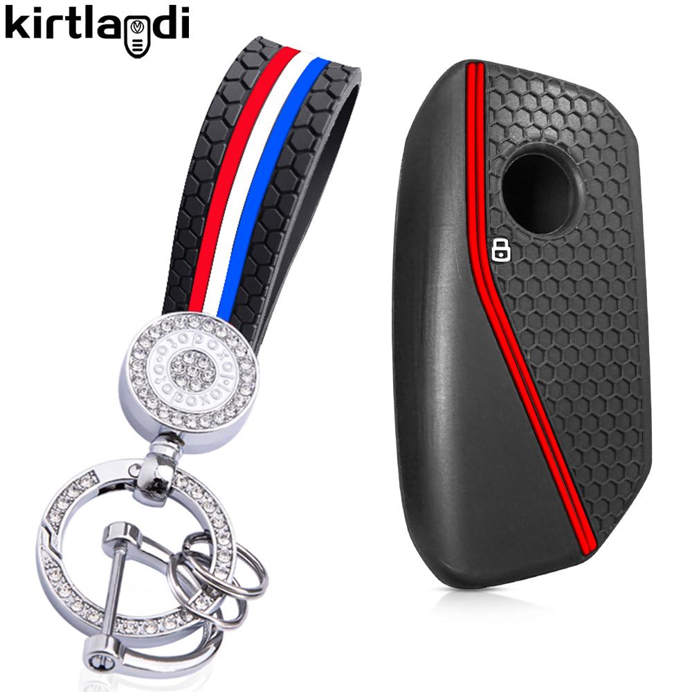 Silicone Holder Key Cover Accsesories For BMW X1 U11 Series 7 735i 740Li X7 I7 G07 LCI XM X1 2024 U 11 Car Key Case Keychain