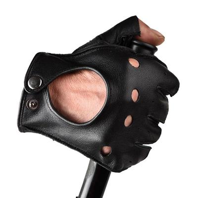 Mens Fingerless Half Finger Driving Fitness Motorcycle Cycling Goatskin Men Pu Leather Gloves Mittens