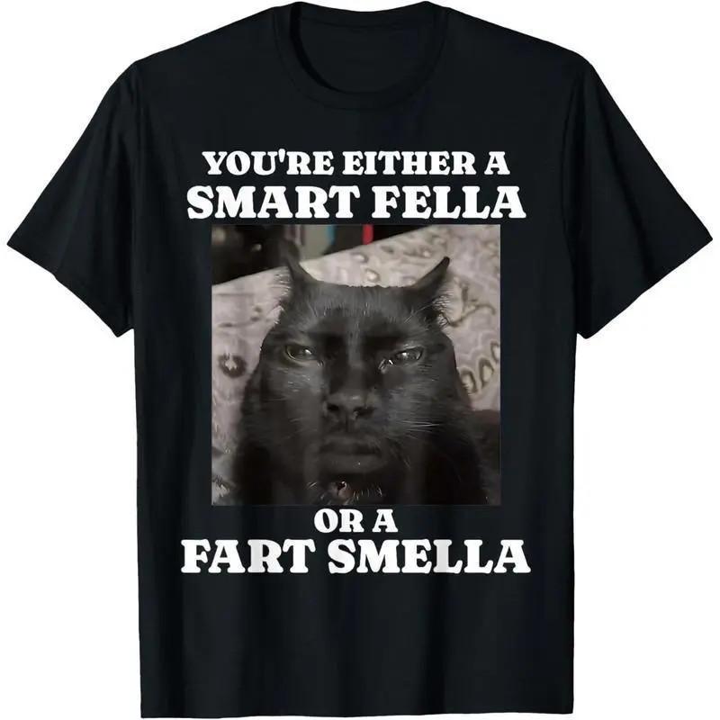 Funny Cat Meme You're Either a Smart Fella Graphic Unisex T-shirt