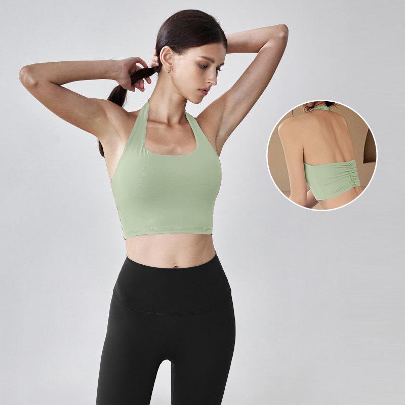 Chic Women's Halter Push-up Sport Bra Top - Waist-Cinching Yoga & Pilates Outerwear
