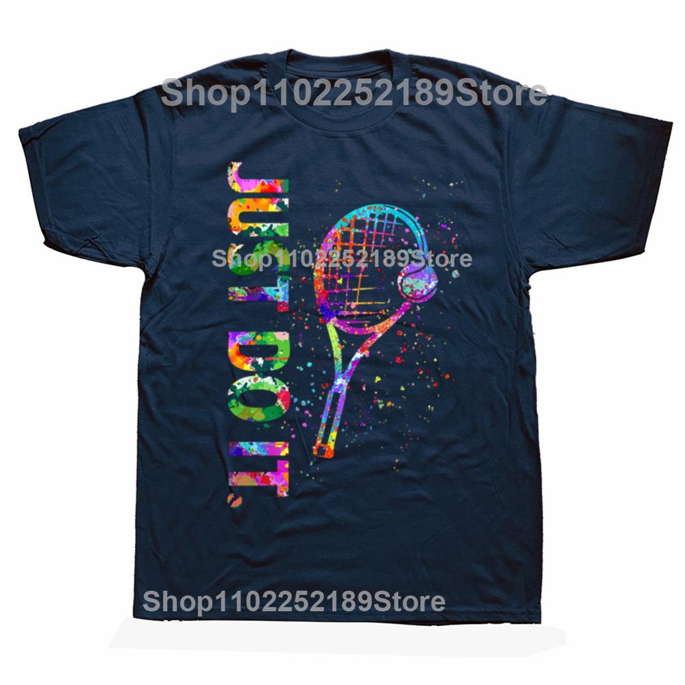 Funny Tennis Player Watercolor Graphic T-shirts Men Women's Fashion Casual Tshirt 100% Cotton Loose Oversized T Shirt