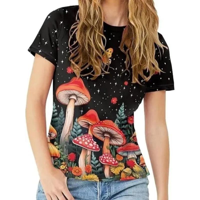 Round Neck Fashionable Casual Women's T-shirt 3D Printed Daily Loose Versatile Comfortable Short Sleeved T-shirt