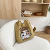 Japanese Style Handmade Waterproof Nylon Canvas Bag with Embroidered Patterns, Large Capacity