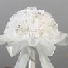 New Simple Bridal Bouquet High-end Feel Artificial Roses Wedding Handheld Flower White Silk Bridesmaid Bouquet Festivals Decor