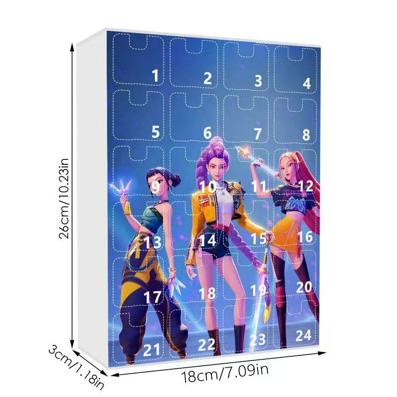 Movie Hunters Korean Idol Adventskalender 2025, 24 Tage Dämonen-Weihnachts-Countdown-Kalender Schlüsselanhänger Acryl-Anhänger, Weihnachtsgeschenk