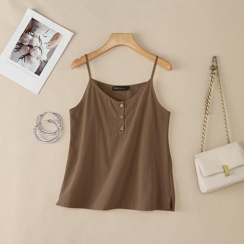 ZANZEA Women Casual Straps Sleeveless Slip Tops Camisoles