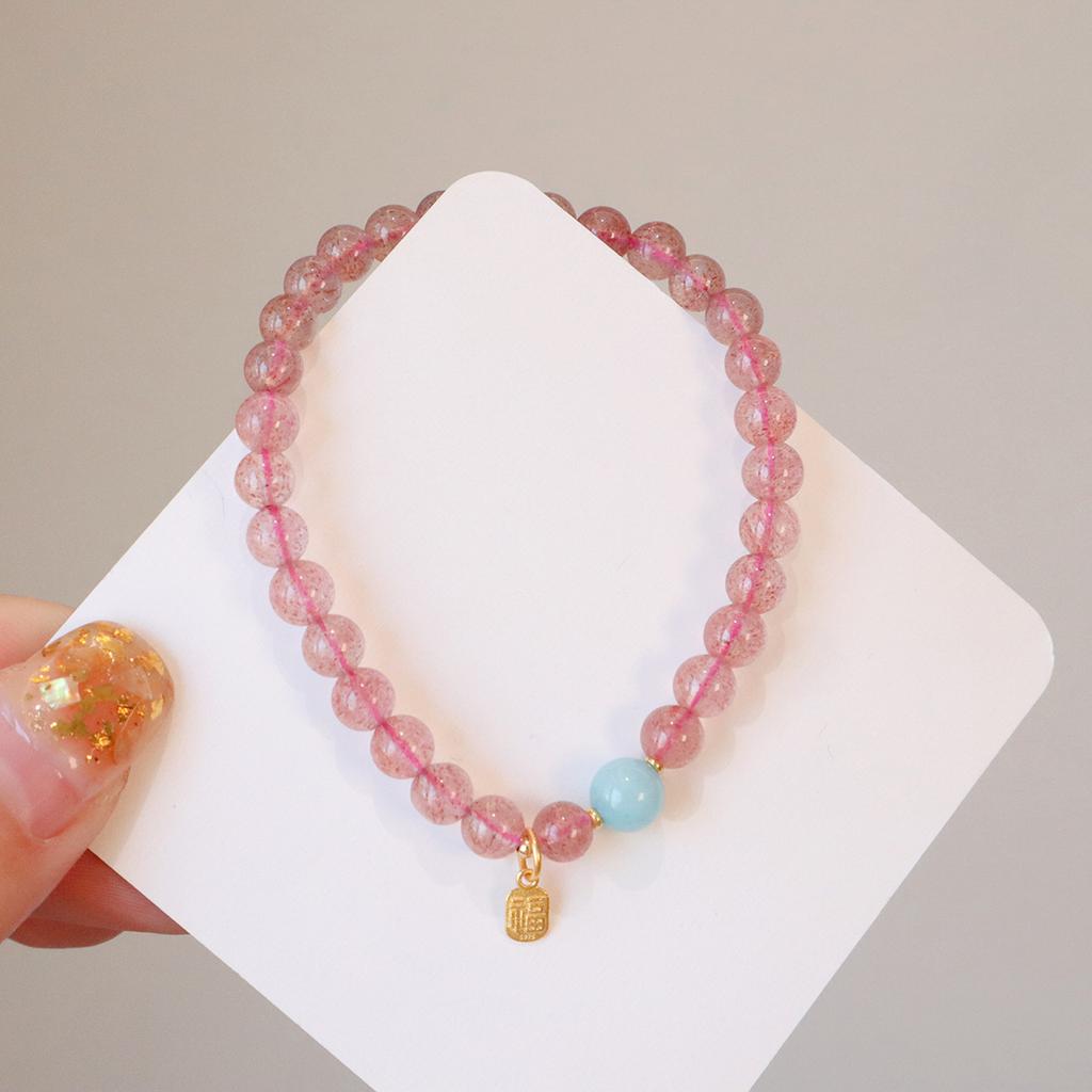 Natural Crystal Strawberry Crystal Pearl Bracelet. Bangles Women Fashion Jewelry Accessories Gift