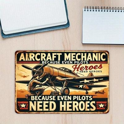 Vintage Aircraft Mechanic Tin Sign Retro Metal Wall Art 8x12 Inch Home Garage Bar Decor