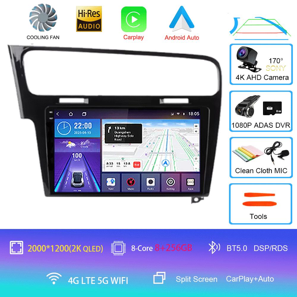 For Volkswagen VW Golf 7 MK7 GTI 2011 - 2021 Car Radio carplay screen HD Multimedia Android 14 GPS Stereo New Video Player