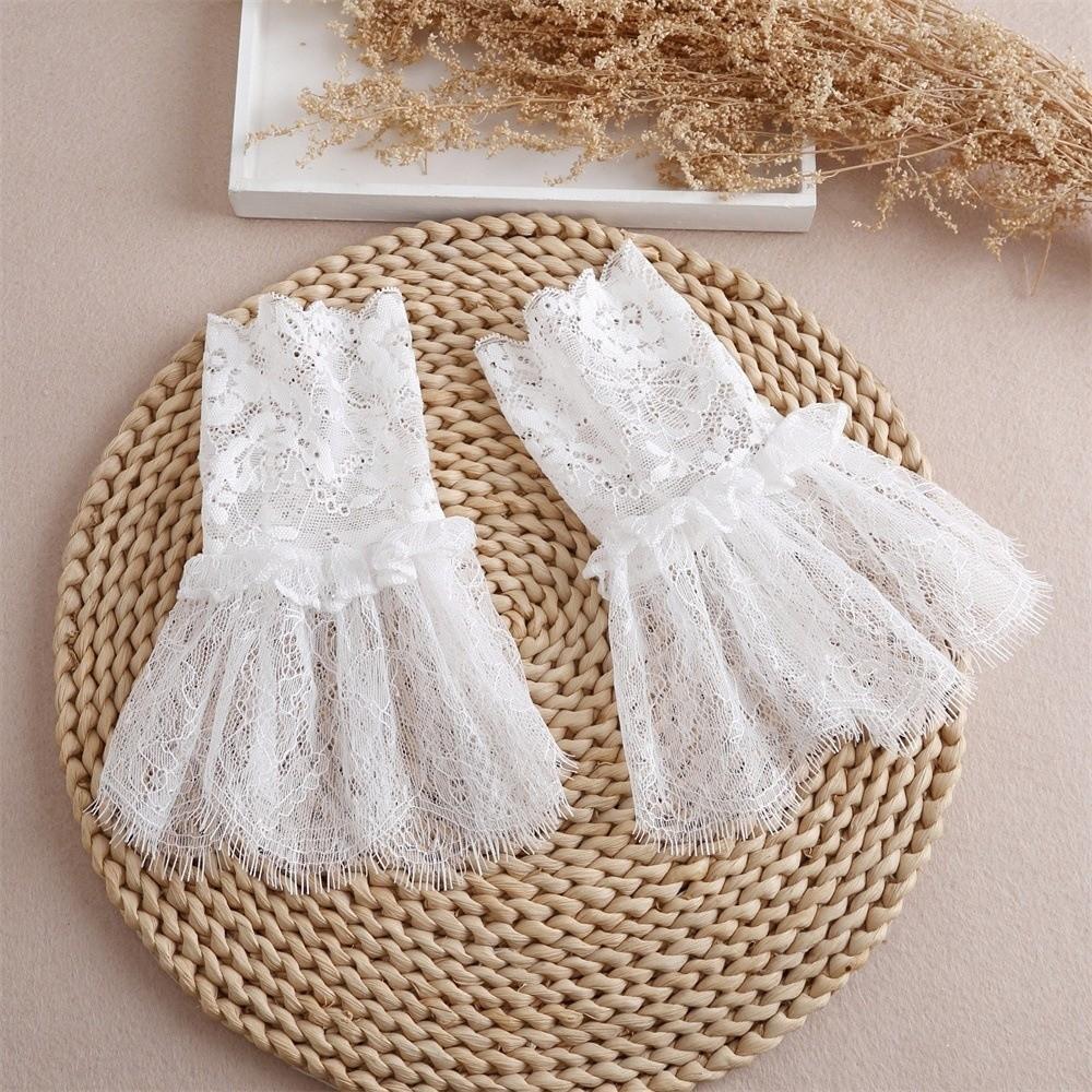 Pleated Design Pleated Fake Sleeves Stretchable Wrist Accessories Lace Floral Cuffs Female Fashion