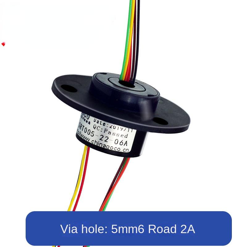 hole Dia.7mm / 5mm 220v 2A 2/4/6 channels SRT007-22-04U Through-hole electric slip ring Conductive ring brush Hollow shaft