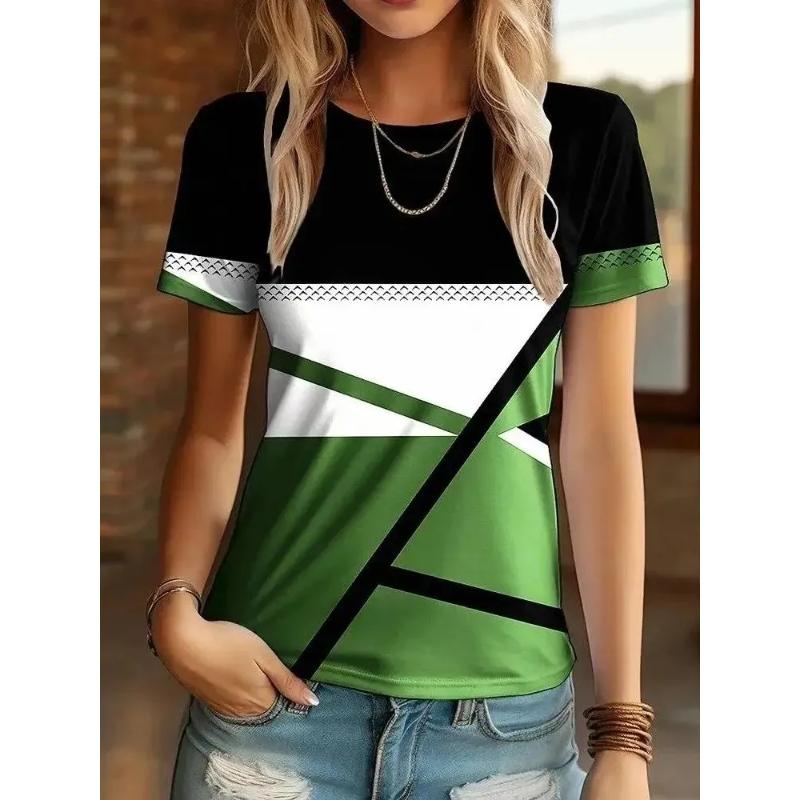 Soft Comfortable Printed Top Stylish Simple Short Sleeve Loose T-Shirts Women’s