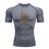Men's Quick Dry Compression Athletic T-Shirt, Deer Mountain Printed Breathable Stretchy Sports Top for Workout Running G