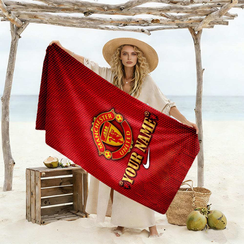 Manchester Customized Name Beach Towel Quick-Dry Soft Microfiber Perfect for Traveling Yoga Camping and Swimming