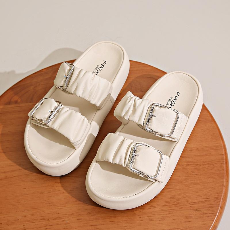 

9031 sandals women s 2025 new summer popular outer wear versatile thick-soled soft-soled heightening solid-colored flat-soled slippers 35
