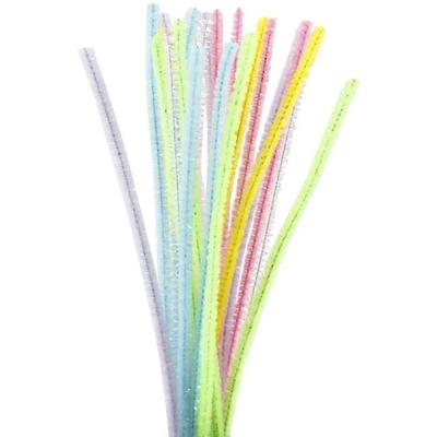 Sortiment glitzernder Chenilledrähte - Pastell - 6 mm - 30 cm - 24 Stück