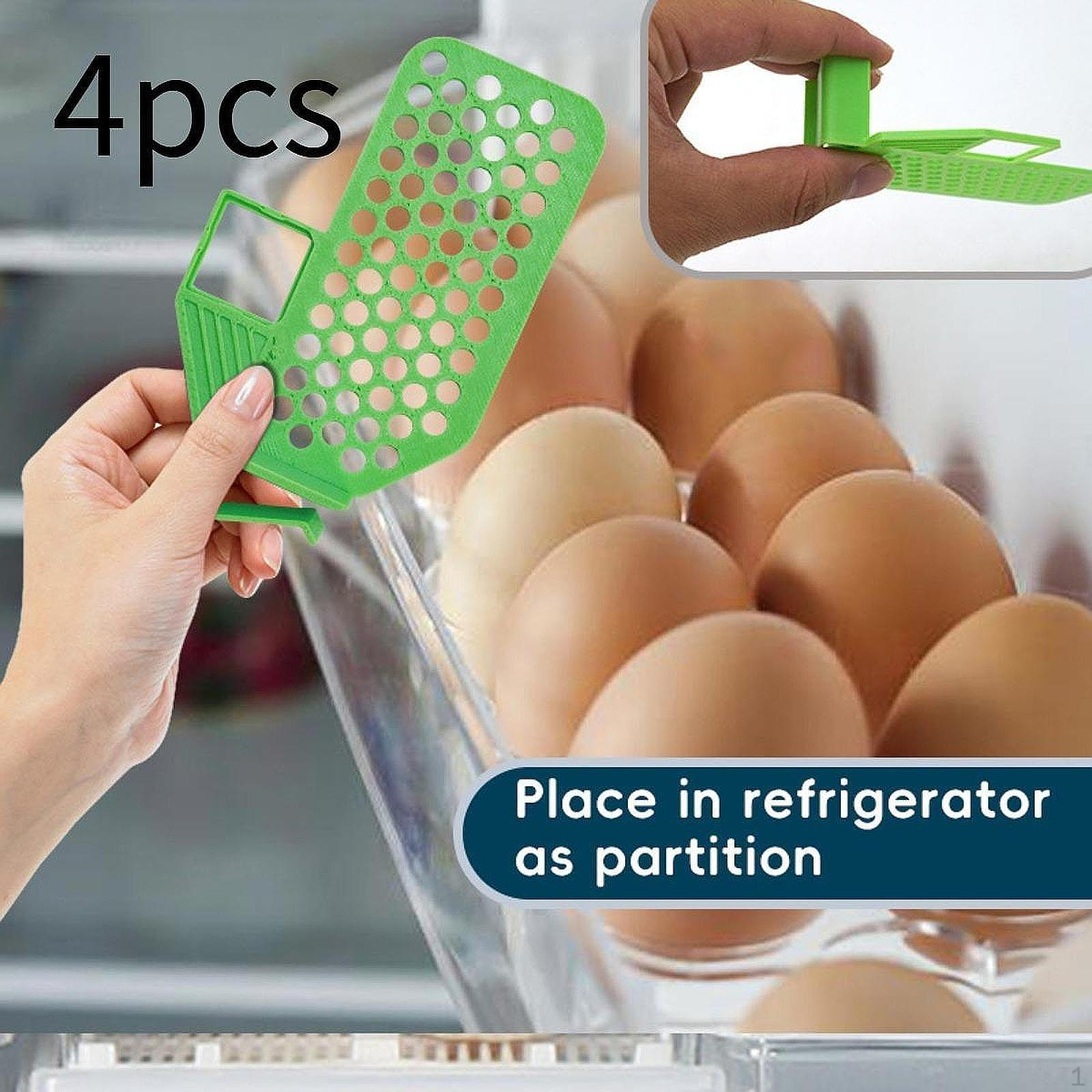 

4 Pieces Refrigerator Dividers Clips Divide Plates Multifunctional Fridge Organizer Tools зелений
