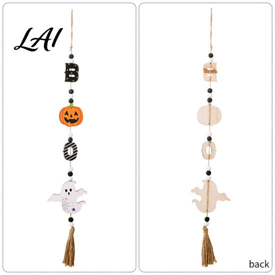 Childrens Room Spooky Accents Halloween Beaded Hanging Sign Witch Pumpkin Bat Pendant Garland for Entrance Door Sign Door Festive Home Party