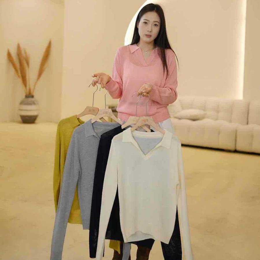 

Craftsmanship Scissor Lapel Long Sleeve Washi Gauze Top One Size розовый
