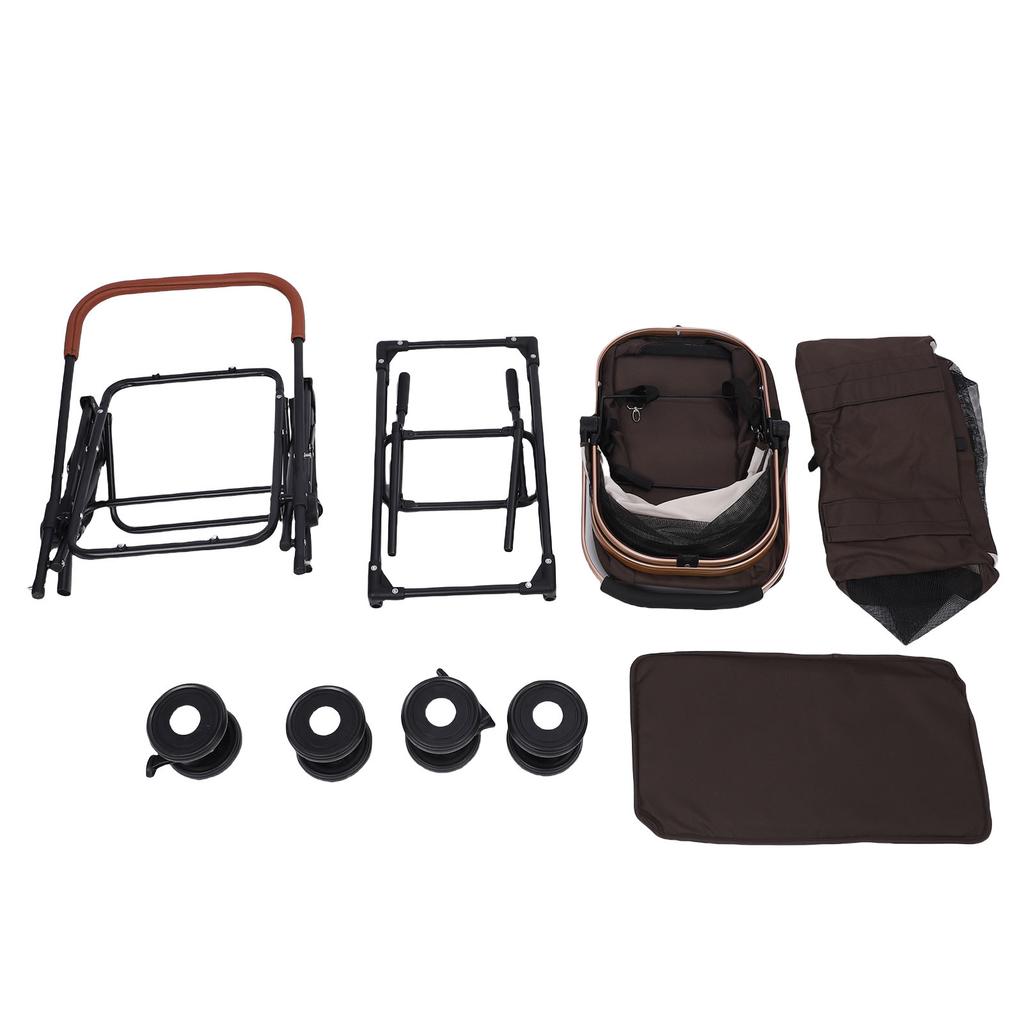 Double Pet Stroller Lightweight Detachable Foldable 4 Wheels Pet Strolling Cart Travel Carrier for Cat Dog
