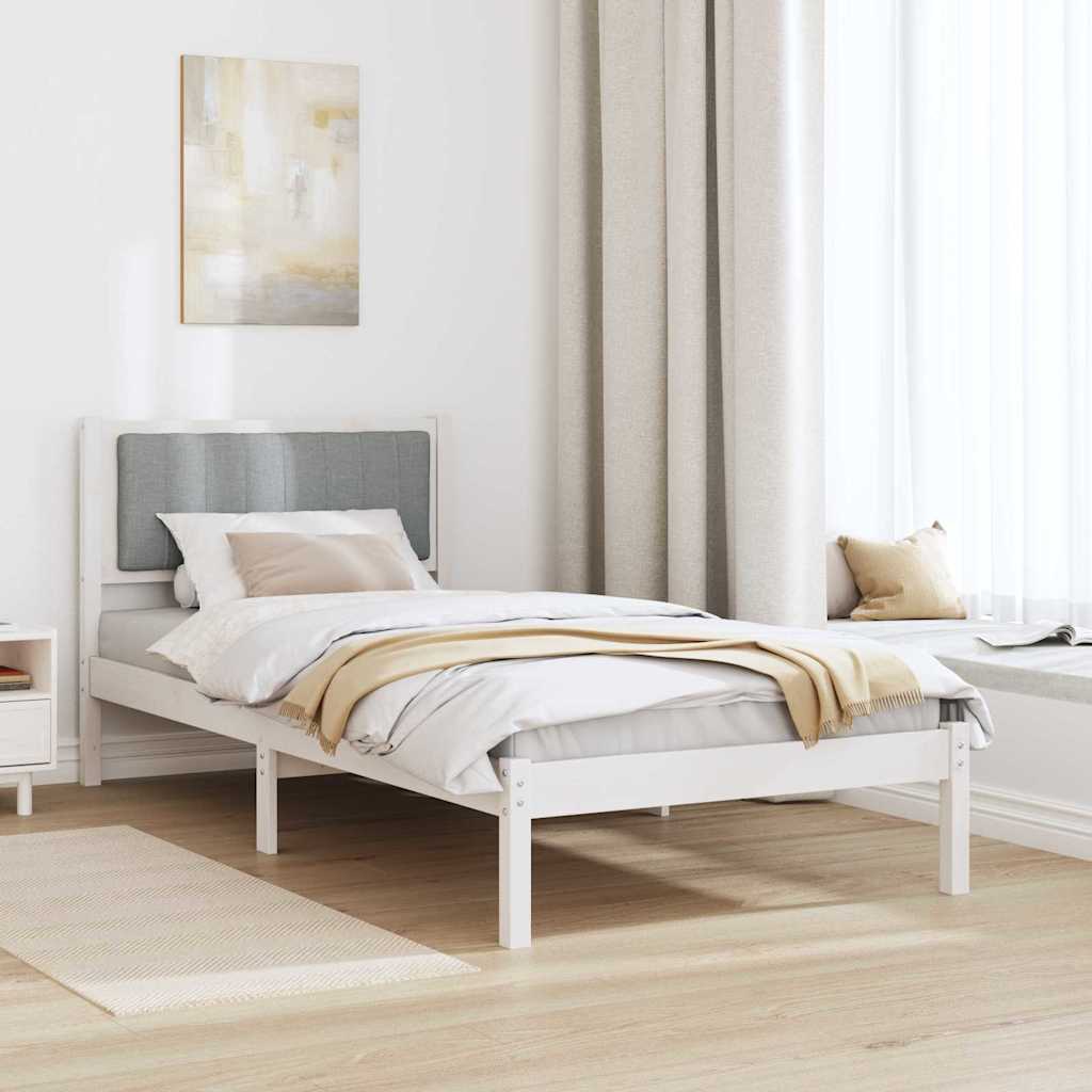 Bed Frame with Padded Headboard Light Grey 90 x 190 cm