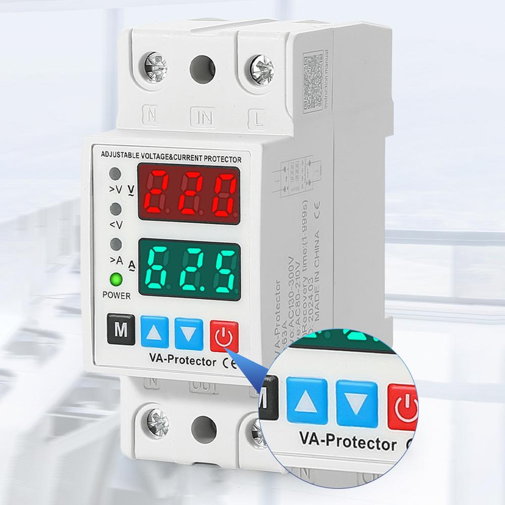 Einstellbarer Überspannungs- und Überstromschutz AC 220V Doppelanzeige Spannungs- und Stromüberwachung mit automatischer Abschaltung