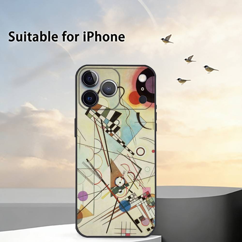 Geometric Bauhaus A-Art Phone Case For iPhone 17,16,15,14,13,12,11 Plus,Pro Max,XS,Soft Silicone Black Cover