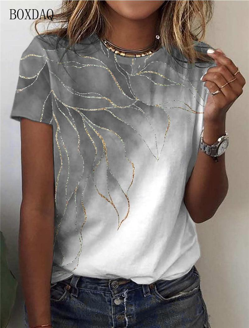 

Короткие рукава градиент женские модные футболки летние 3D тай-дай принт уличная женская футболка трендовые повседневные топы с круглым вырезом больших размеров S