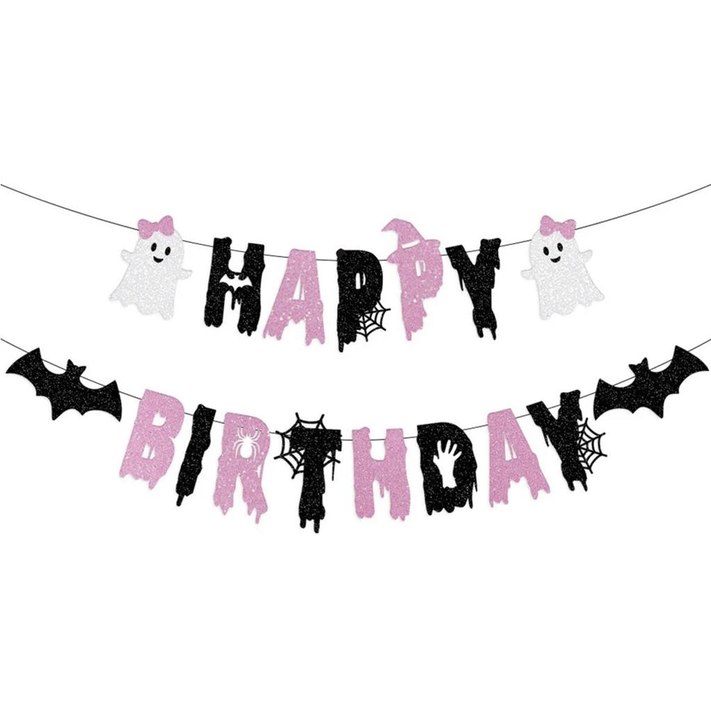 Halloween Birthday Banner Decorations Multi Color Paper Party Supplies For Decor 1 Set
