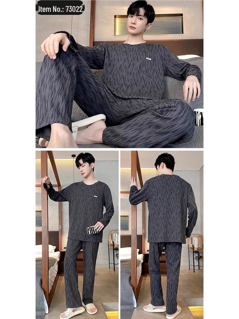 Pánské 2023 Jaro & Podzim Čistá Bavlna Dlouhý Rukáv Nadměrná Velikost Ležérní Domácí Oblečení