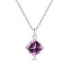 S925 Sterling Silver Natural Amethyst Sugar Tower Square Necklace Women's Simple Versatile Collarbone Chain Clear Sense Jewelry Set