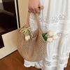 Borsa a Spalla da Donna Lavorata a Maglia Colore Unito Estetica Borsa Hobo Grande Capacità Borsa a Shopper all'Uncinetto Borsa a Mano Quotidiana da Donna KTB