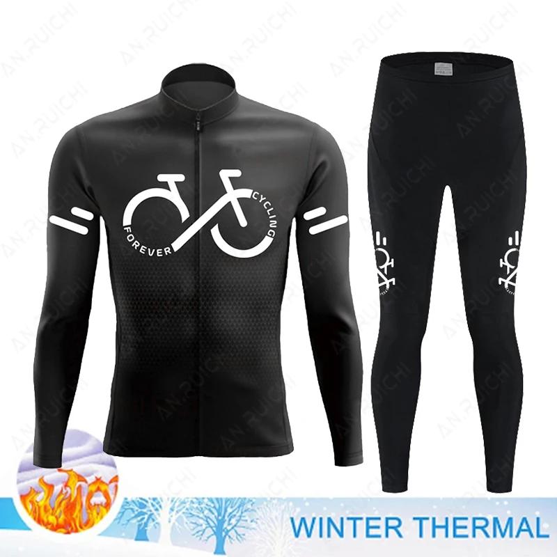 2025 Winter Thermal Fleece Cycling Jersey Set Mens Mountian Bicycle Clothes Wear Ropa Ciclismo Racing Team Bike Cycling Clothing